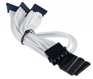 BattleBorn 30cm White Molex to 5 x SATA Braided Sleeved Power Cable