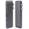 6-Port Dual Type-C Card Reader and USB Hub for Newer MacBook Pro