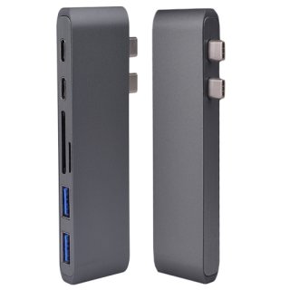 6-Port Dual Type-C Card Reader and USB Hub for Newer MacBook Pro