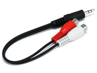 Monoprice 666 6inch 3.5mm Stereo Plug/2 RCA Jack Cable - Black