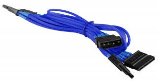 BattleBorn Molex to 4x Sata Conversion Cable - Braided Dark Blue
