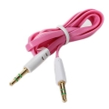 BattleBorn 1 Meter Light Pink Flat Noodle 3.5mm Audio Auxiliary Cable