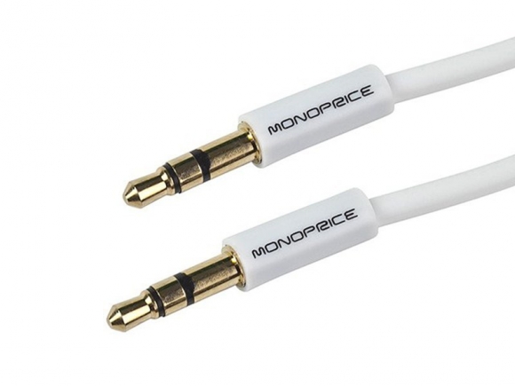 Monoprice 6 Foot Coiled 3.5mm Male/Male Stereo Audio Cable - White