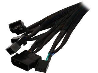Coboc LP43TX4-12 Sleeved 16 inch 4-pin Molex LP4 to Three (3) x 4-pin TX4 PWM Fan Power Splitter Adapter