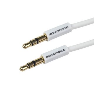 Monoprice 3 Foot Coiled 3.5mm Male/Male Stereo Audio Cable - White