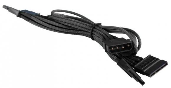 BattleBorn Black Braided Molex to 4 x SATA Cable