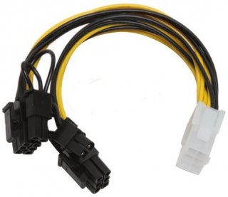 Athena Power YPCIE628 6" 6-pin PCI-E "Y" to Two PCI-E (6+2) Cable