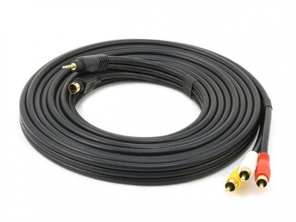 MonoPrice 6162 15ft S-Video & 3.5mm to Composite RCA Stereo Cable