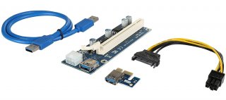 Rosewill Mining Riser Card, PCIe 16x to 1x Riser Adapter, USB 3.0 Extension Cable 60cm, PCI-E to SATA Cable