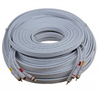 BattleBorn 100 Foot Premium 3-Plug RCA/Composite Audio/Video Cable (Red/White/Yellow)
