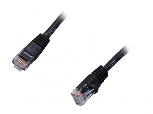 Coboc CY-CAT5E-01-BK 1ft 24AWG Snagless Cat 5e Black Patch Cord