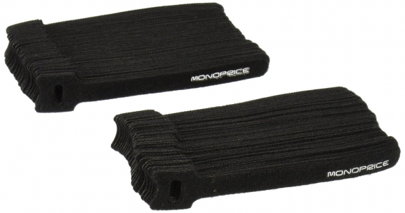 Monoprice 6476 Hook & Loop Fastening Cable Ties, 6-inch, 100pcs/pack, Black
