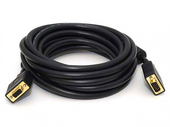 MonoPrice 3593 Gold Plated 15ft M/F Super VGA Cable with Ferrites