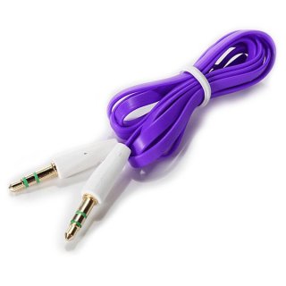 BattleBorn 3 Foot Purple 3.5mm Audio Flat Auxiliary Cable