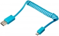 Syba CL-CAB20109 Sky Blue 4.5 Foot USB Micro Coiled Cable