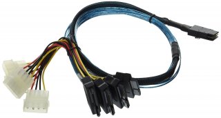 MonoPrice 8190 1m 28AWG Internal Mini SAS 36pin Male to SAS 29pin Female & 4pin Power Cable - Black