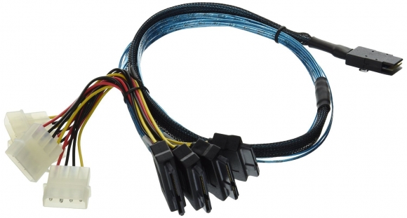 MonoPrice 8190 1m 28AWG Internal Mini SAS 36pin Male to SAS 29pin Female & 4pin Power Cable - Black