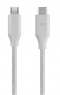 Monoprice Palette Series 14958 USB Type-C to Micro B 2.0 Cable, 480Mbps, 2.4A, Braided, White, 3ft
