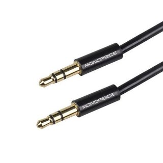 Monoprice 3 Foot Coiled 3.5mm Male/Male Stereo Audio Cable - Black
