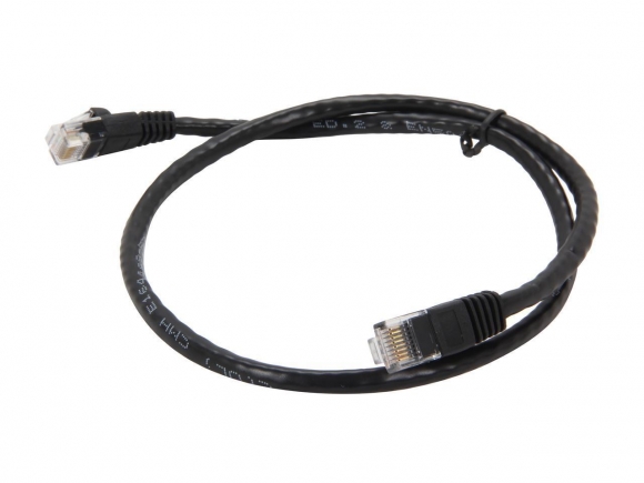 Coboc CY-CAT6-02-BK 2ft. 24AWG Snagless Cat 6 Black Color 550MHz UTP Stranded Copper Patch Cord