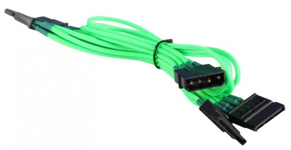 BattleBorn 8 inch Molex to 4 x Sata Adapter Cable - Braided Green
