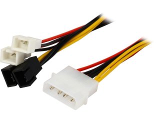 Coboc 6inch 4-pin Molex LP4 to 3-pin TX3 Multi-Fan Power Adapter Converter Cable M/M