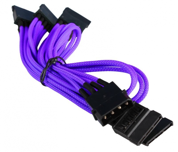 BattleBorn Molex to 5 x SATA Purple Braided Adapter Cable