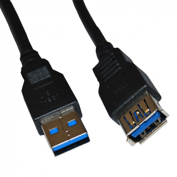 BattleBorn USB 3.0 A Male to A Female 3 Foot Gold Plated Extender - Black
