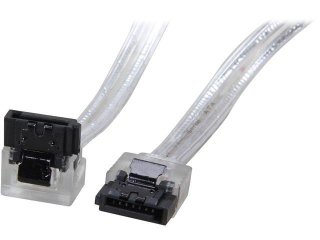 Coboc 18" 90 Degree to 180 Degree SATA3 Data Cable w/ Latch Silver