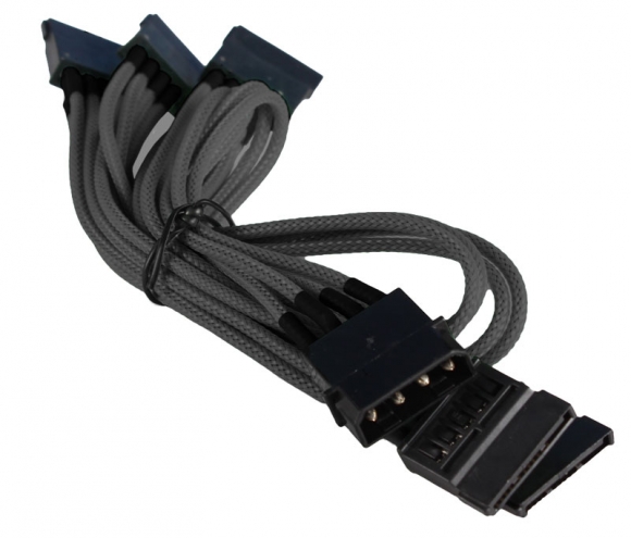 BattleBorn Black Braided Molex to 5 x SATA Cable