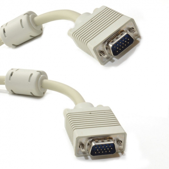 Battleborn 10 Foot 15-Pin Male-to-Male HD15 SVGA Monitor Cable w/ Ferrites - BEIGE