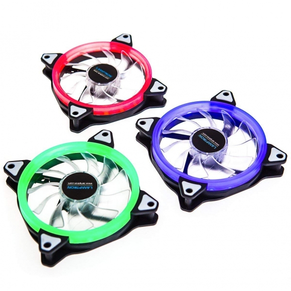 Lamptron Nasa Kit RGB Fans 3-Pack Quiet Edition High Airflow Adjustable Color LED 120MM Case Fan