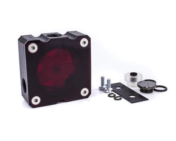 PrimoChill FI-V-BR Vortex Black POM Flow Indicator - Blood Red