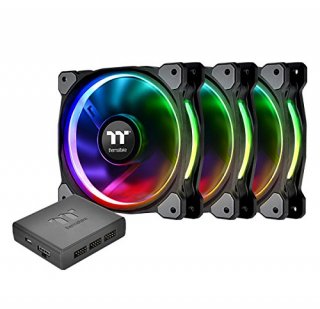 Thermaltake CL-F053-PL12SW-A Riing PLUS 120mm Case Cooling Fan Kit with RGB lighting - Black
