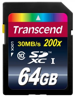 Transcend 64GB SDXC Class 10 Flash Memory Card Up to 30MB/s TS64GSDXC10