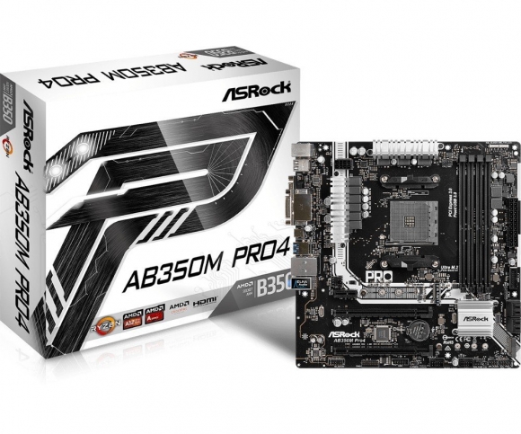 ASRock AB350M Pro4 AM4 AMD Promontory B350 SATA 6Gb/s USB 3.1 HDMI Micro ATX AMD Motherboard