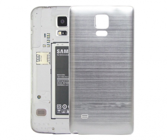 Metallic Brushed Back Cover for Samsung Note 4 Silver w/ White Housing