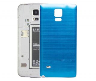 Metallic Brushed Back Cover for Samsung Note 4 Blue w/ White Housing