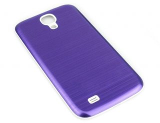 Metallic Brushed Back Cover for Samsung Galaxy S4 i9500 Purple w/ White Border