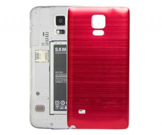 Metallic Brushed Back Cover for Samsung Note 4 Red w/ White Housing