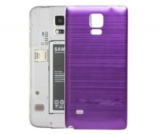 Metallic Brushed Back Cover for Samsung Note 4 Purple w/ White Housing