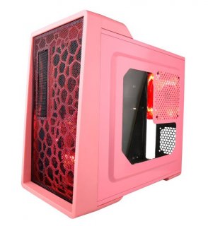 Apevia X-EnerQ-PK-500 Pink ATX Mid Tower Case with Window & 500W PSU