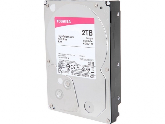Toshiba P300 2TB Desktop Hard Drive 7200 RPM SATA 6Gb/s 64 MB Cache 3.5 inch - HDWD120UZSVA (BULK)