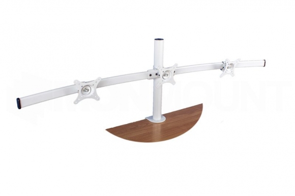 MonMount White Curved Triple LCD Monitor Mount - Up to 27" Screens