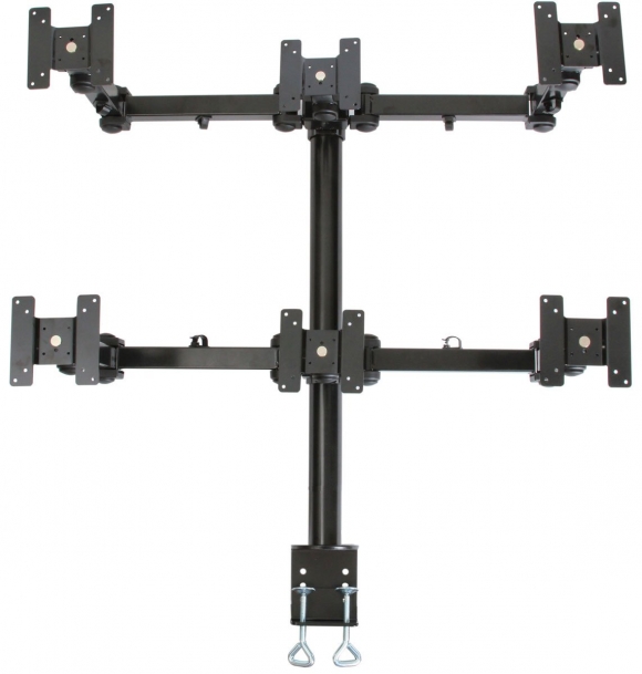 MonMount LCD-2000B Premium 6-Screen Full Adjustable LCD Monitor Stand - Desk Clamp Style
