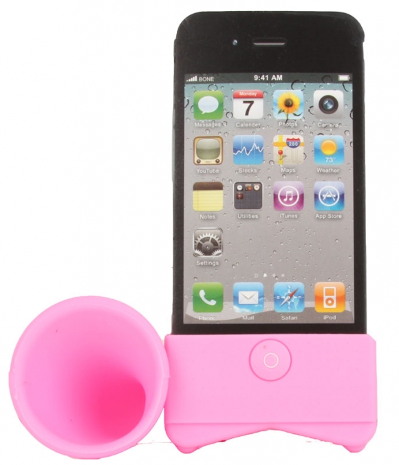 Silicone Acoustic Amplifier Stand for iPhone 4 (Pink)