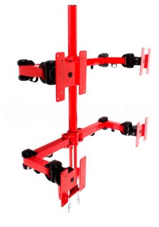 MonMount Red Quad LCD Monitor Stand Desk Mount Adjustable Arm to 27"