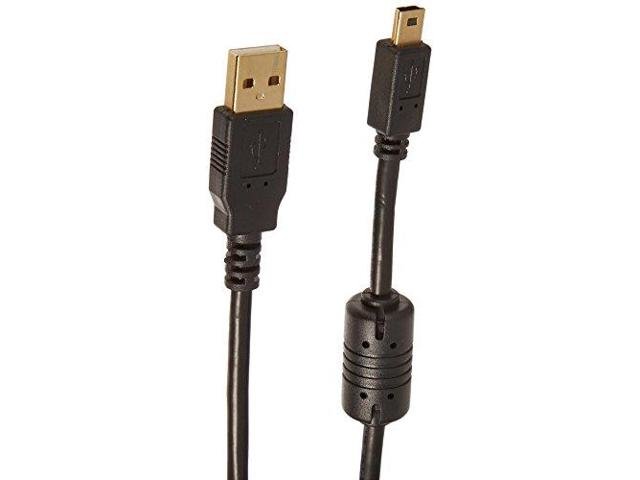 15ft Long USB 2.0 Cable – Male A To Mini-B 5-Pin, Gold Connectors, With Ferrite Core
