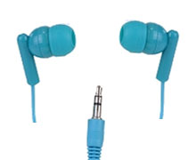 Stereo Earbuds 3.5mm, Silicone Tips, 45 Inch Length, Teal