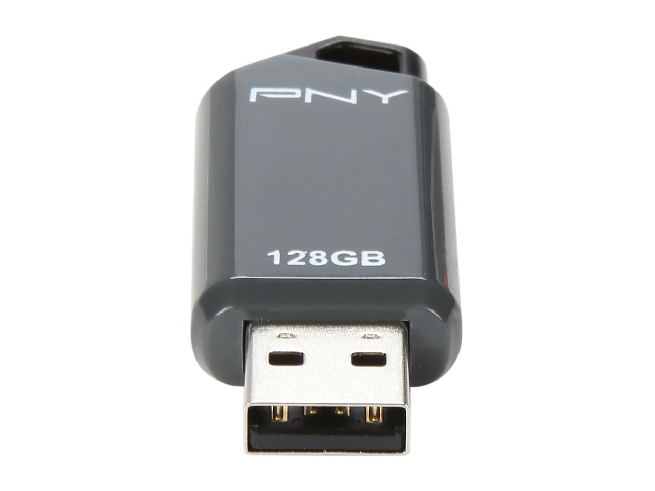 128GB PNY Retract USB 2.0 Flash Drive Gray P-FD128RTCG-GE 